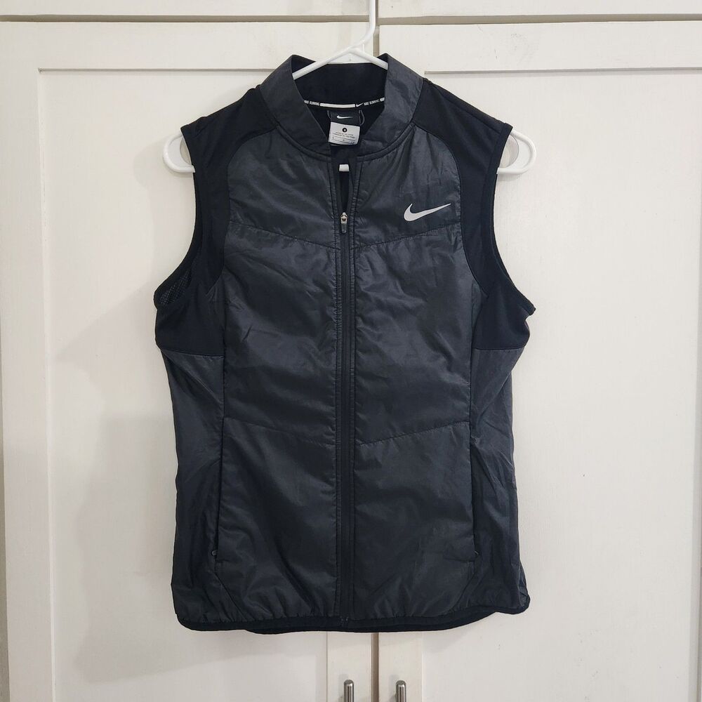 Nike Running Womens Black Sleeveless Full Zip Vest Small Lightweight Breathable